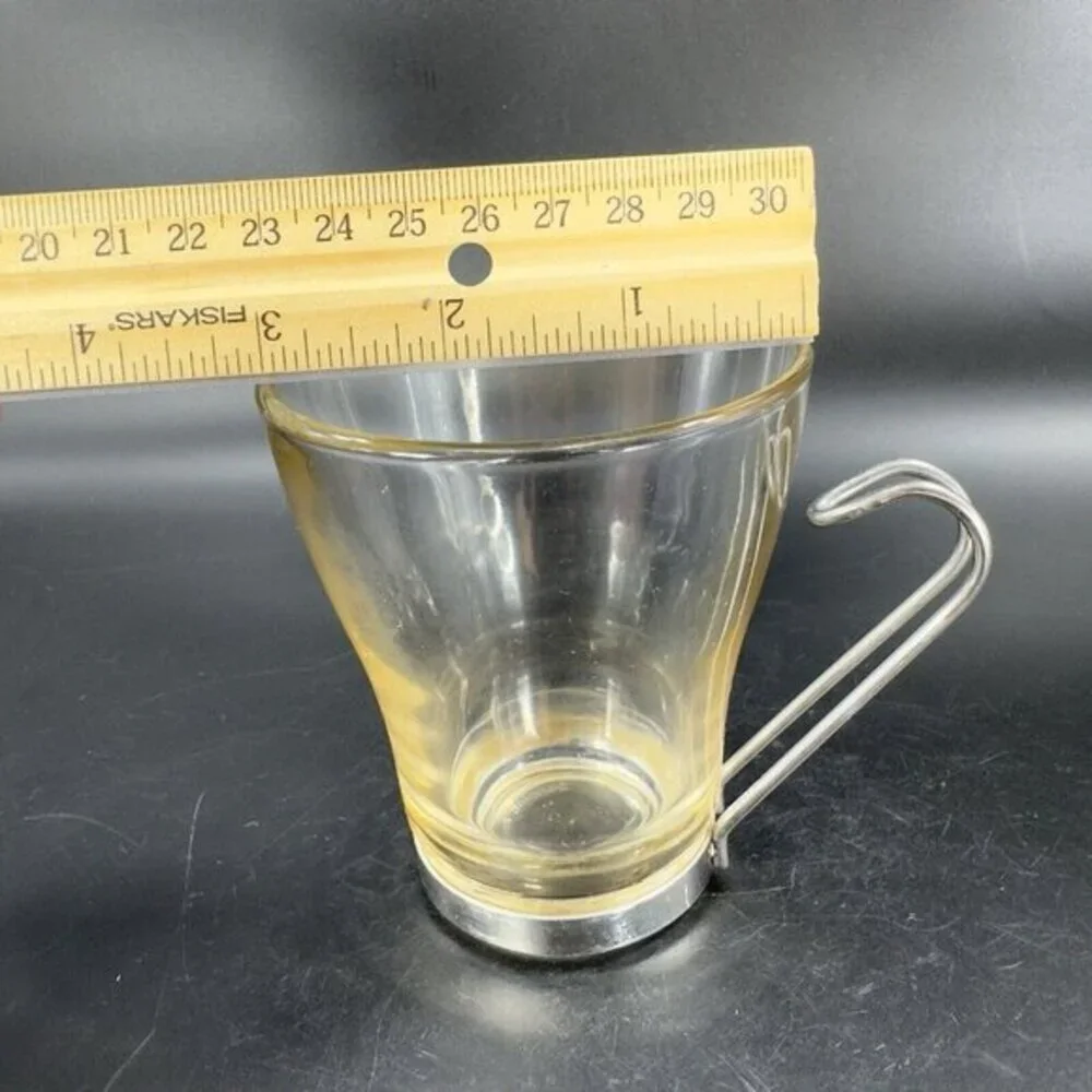 Bormioli Rocco Verdi Espresso‎ Cup Mug With Stainless Steel Handle Set 2 Glasses
